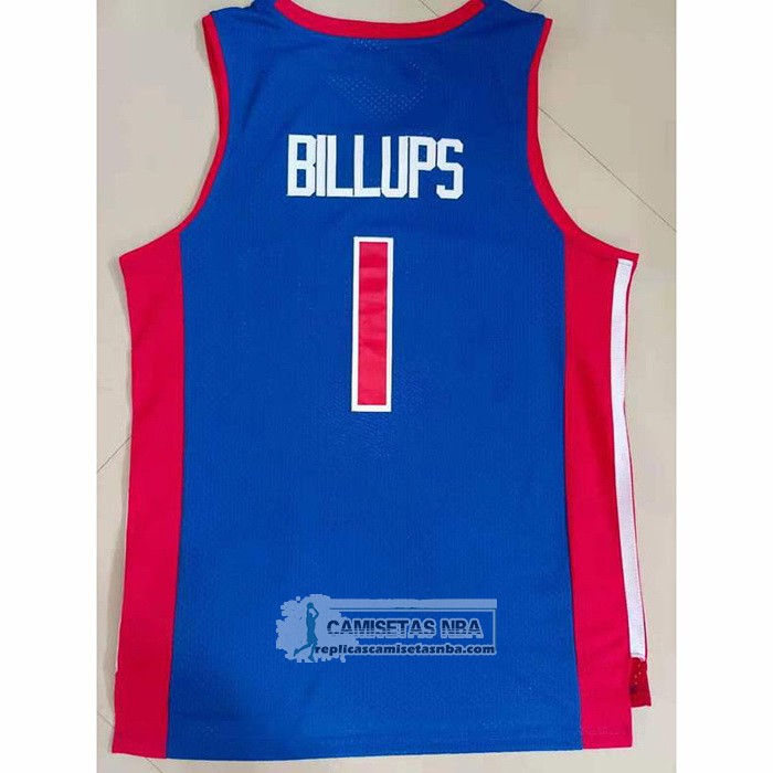 Camiseta Detroit Pistons Chauncey Billups NO 1 Mitchell & Ness 2003-04 Azul